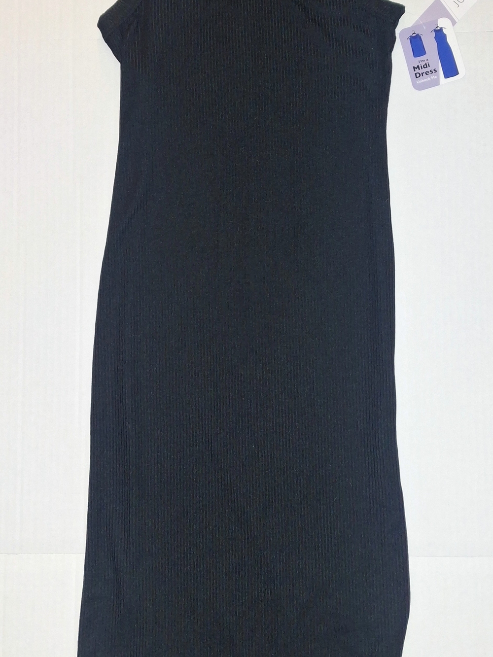 Classic Black Ribbed Midi Dress - Unbranded